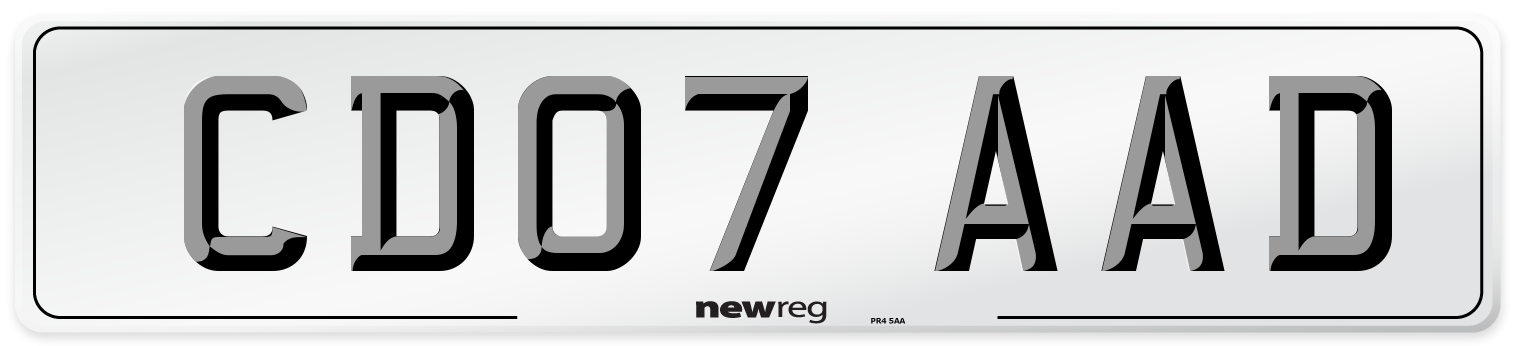 CD07 AAD Number Plate from New Reg